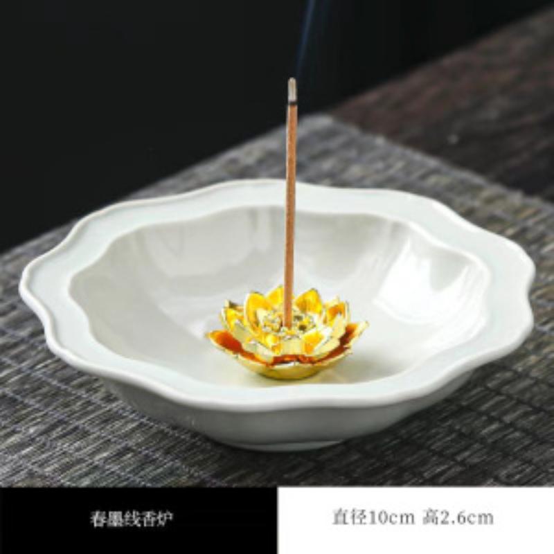 Four Seasons Flower Plate Incense Holder Handmade Mist Smoking Steamers Incense Burners Meditation Censer Buddhism Craft Gift
