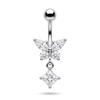 1Pcs14G Stainless Steel Ladies Navel Ring With Copper Zirconia, Simple And Stylish Piercing Jewelry