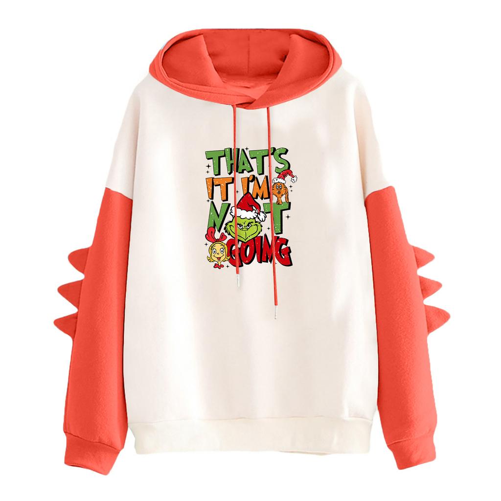Women's Printed Contrasting Dinosaur Loose Casual Hoodie