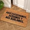 Funny Spanish Slogan Doormat, Bright Orange Newspaper Texture Non-Slip Indoor Outdoor Mat for Holiday Decor