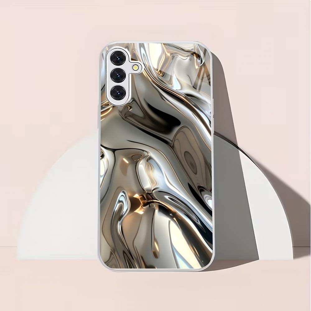 Metal Flow Dynamic Glass Phone Case Suitable for Samsung Galaxy S26 S25 S24 S23 S22 S20 FE/Ultra/Plus Anti Drop Back Cover