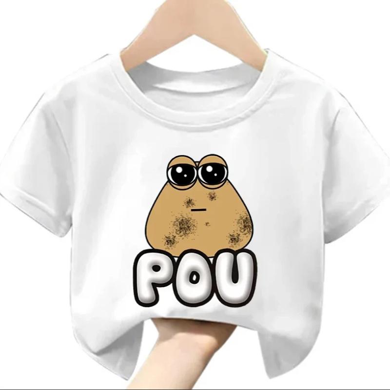 My Pet Alien Pou Kids Summer T-Shirt Cartoon Round Neck Infant Tracksuit Tees Clothing for Boys And Girls
