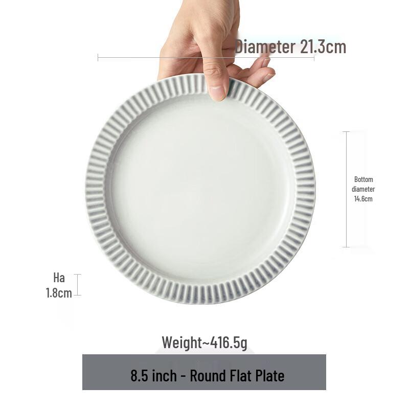 WZ French Style Underglaze Ceramic Flat Plate 8.5-inch Flat Plate