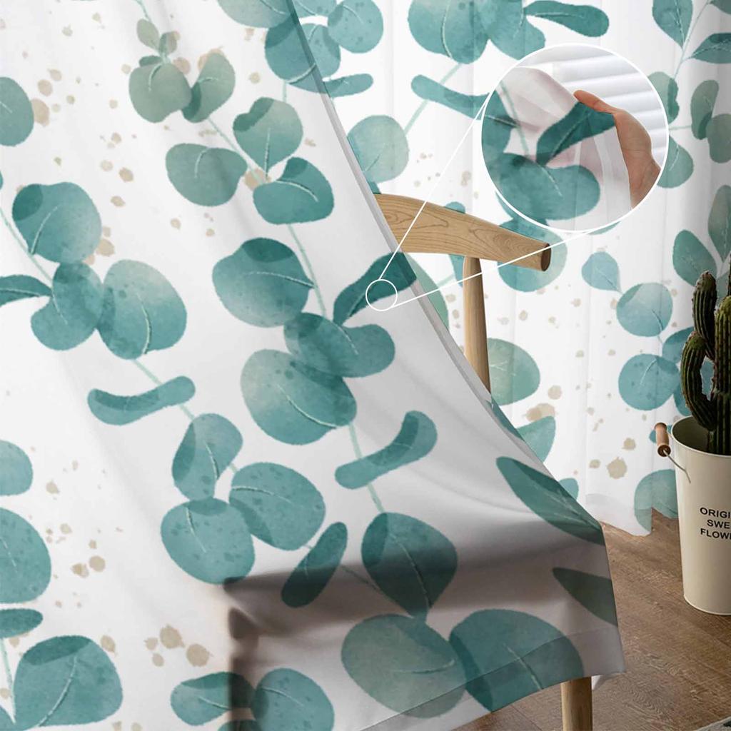 Pflanzenfarbe Floral Pastoral Aquarell Schlafzimmer Vorhänge Tüll Transparenter Vorhang Wohnzimmer Heimdeko Voile Vorhänge