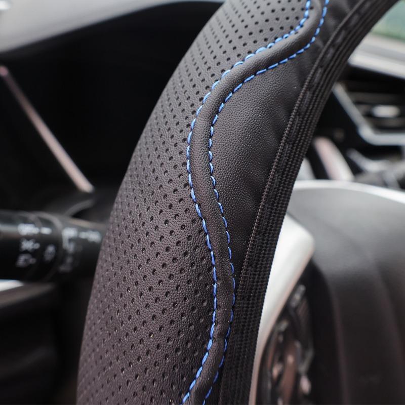 Steering Wheel Cover 37-38cm Summer Winter Universal PU Leather Embossed Corrugated Steering Wheel Cover Non-slip Heat-resistant