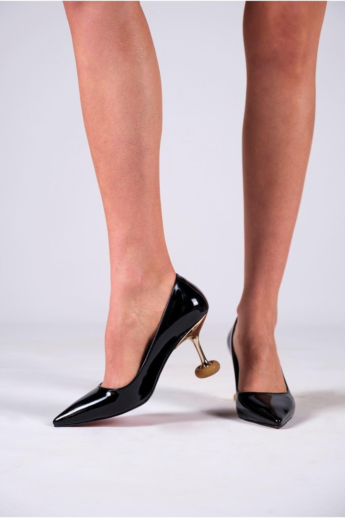 

Women s Fashion Style Special Design Black Patent Leather High Heel Shoes Stiletto Shoes 35