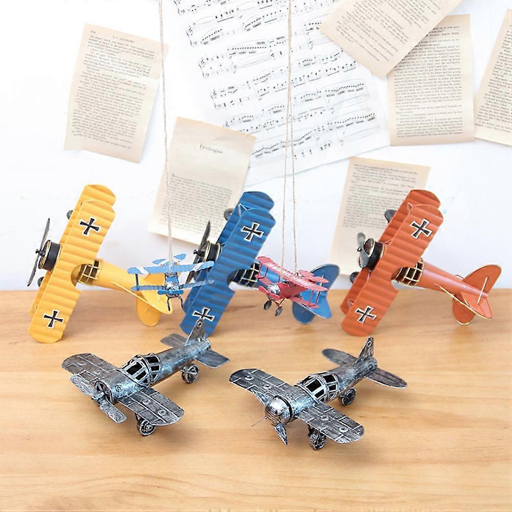 Vintage Plane Creative Retro Antique Airplane Iron Aircraft Model for Home Decor (Red)