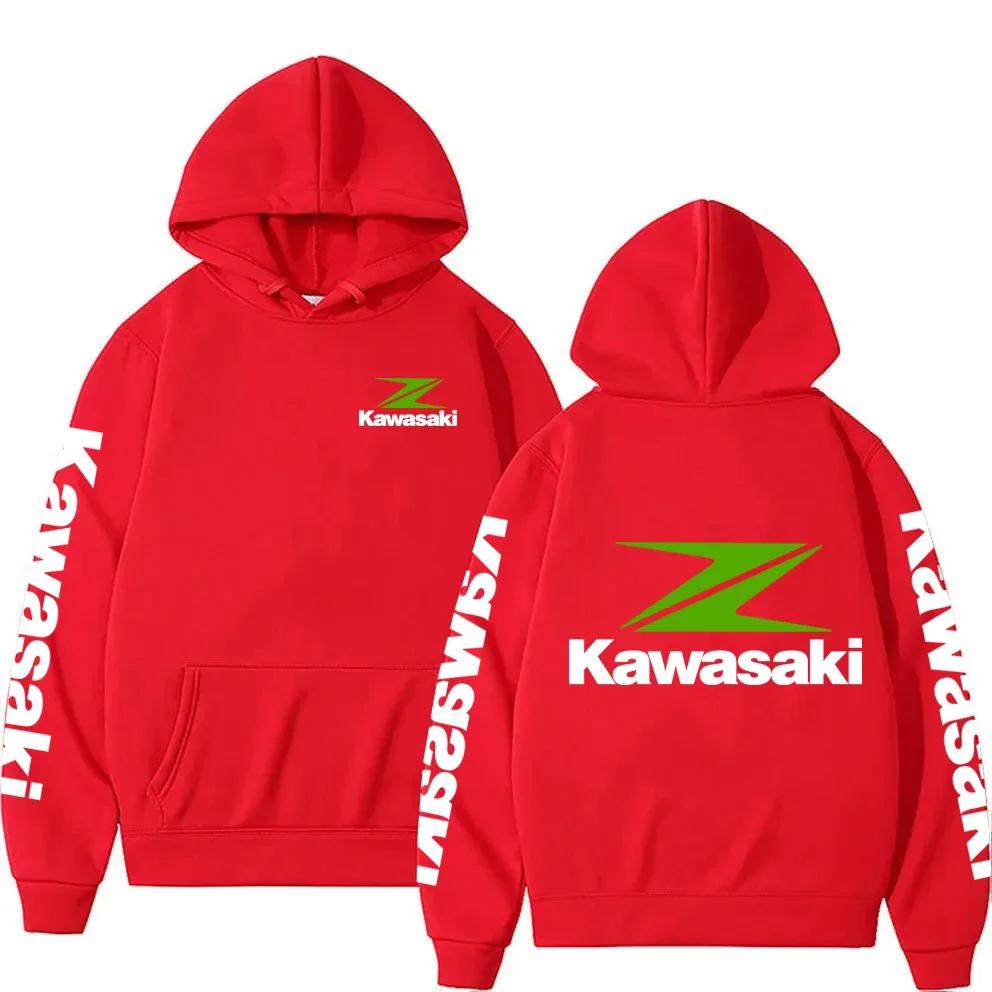 New Racing Suit, High-quality Kawasaki Logo Hooded Pullover, Fashionable Motorcyclele Uniform Rider Exquisite Stree