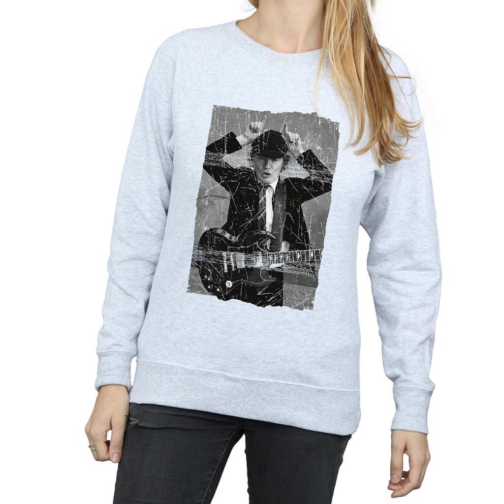 AC/DC Womens/Ladies Angus Young Distressed Photo Sweatshirt