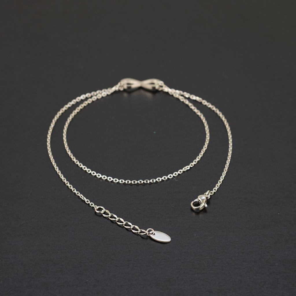 Bracelet for Women and Men Allergy Chain Infinity Hawaiian Silver Pair with Adjuster [Alavel] [Metal Compatible] Leave-on