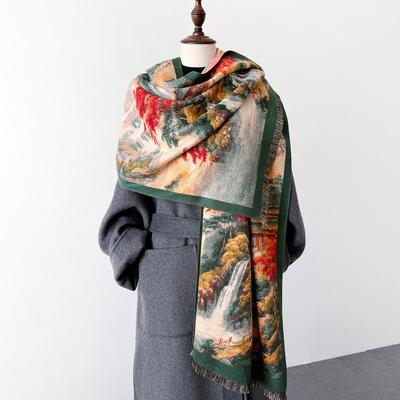 Nuovo Sciarpa Pittura ad Olio Autunno Inverno Donna Caldo Spesso Design Avvolgente Sciarpe Donna Coperta in Cashmere Poncho Ragazza Echarpe Bufanda