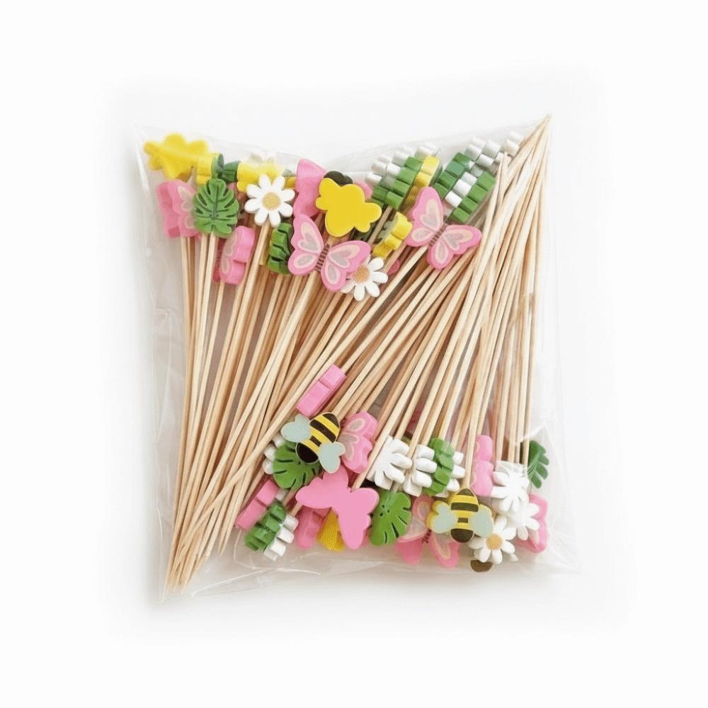 100Pcs Candy Color Cocktail Skewers Disposable Dessert Toothpicks for Wedding Decor