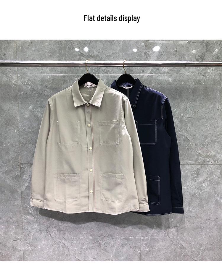 TIME BREATHE Men's Retro Workwear Jacket - Spring/Autumn Casual Versatile Shirt Style