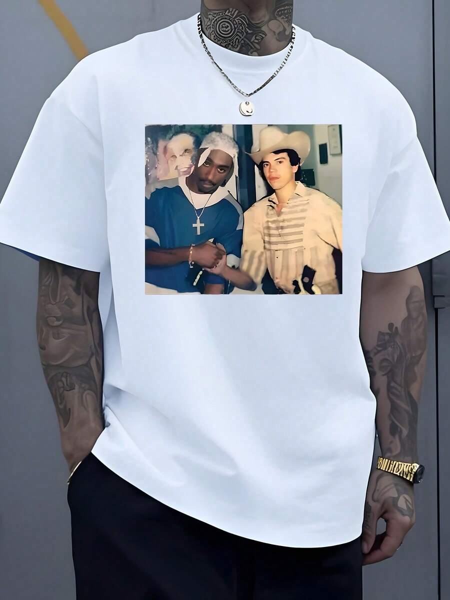 

Vintage Friendship Photo Print Reflecting Unity And Nostalgia In Urban Street Culture Unisex s T-shirt XXL