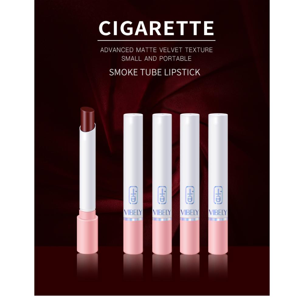 VIBELY Matte Non-Stick Pipe Lipstick Enkel Liten Fin Leppestift Rosa