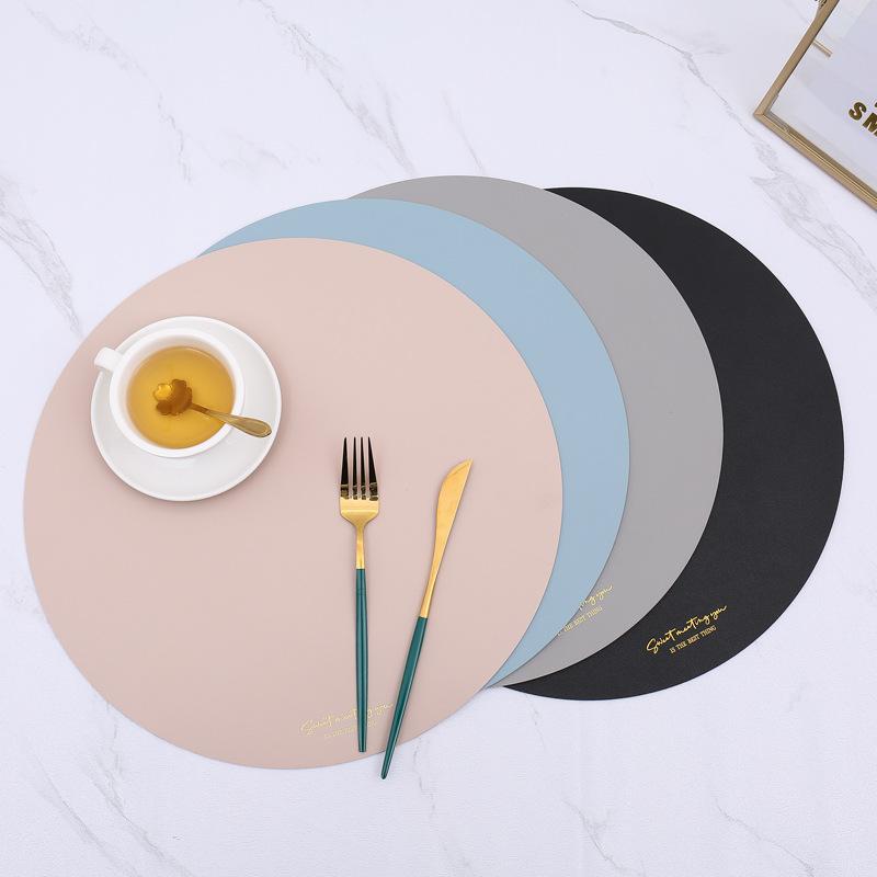 Round placemat table mat leather western food mat thermal insulation mat cloth Nordic household bowl coaster anti-scalding leather placemat