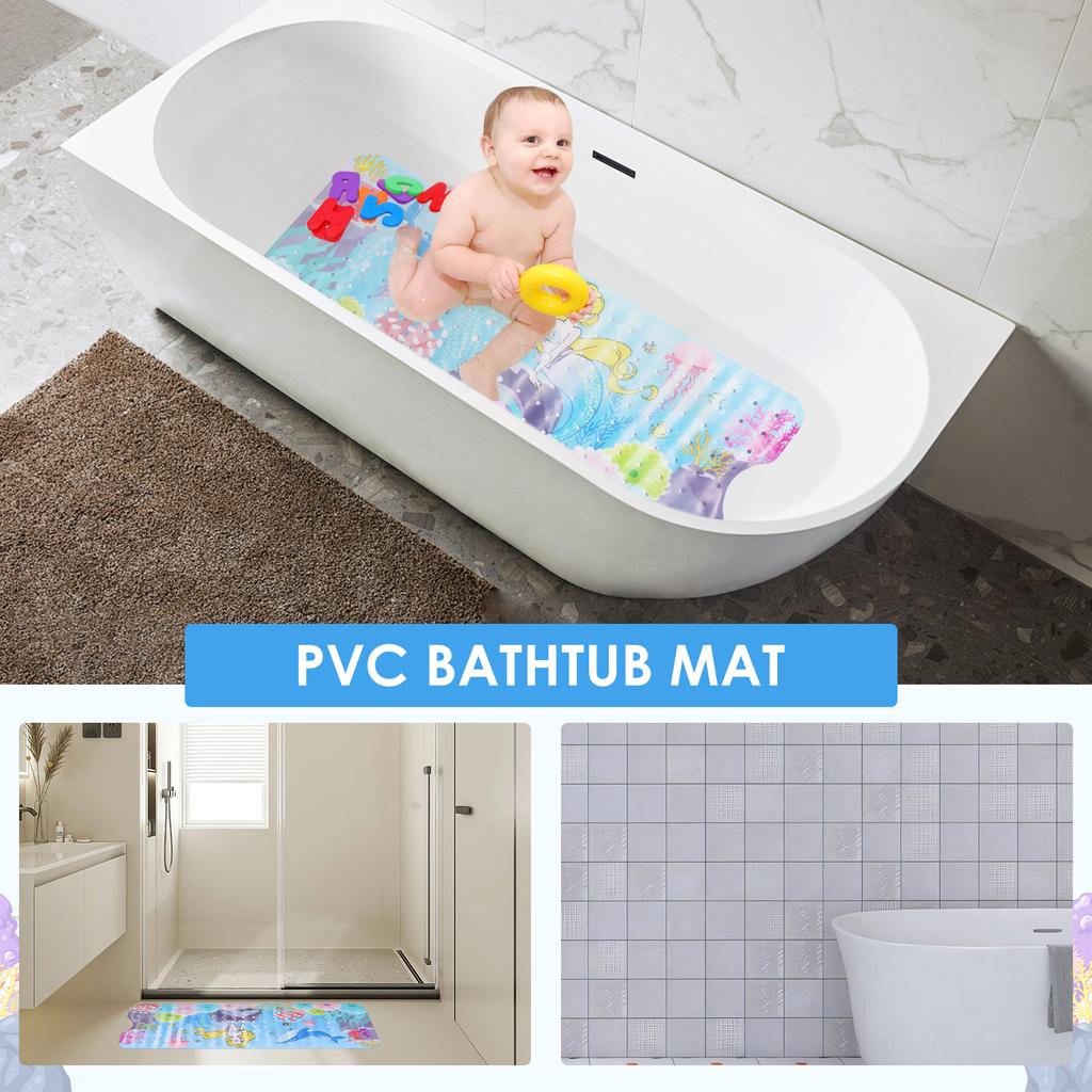 Kids Bath Mat for Tub Non Slip 100x40cm Reusable Cute Cartoon Bathtub Mat Non Slip with Suction Cups for Kids and Adults