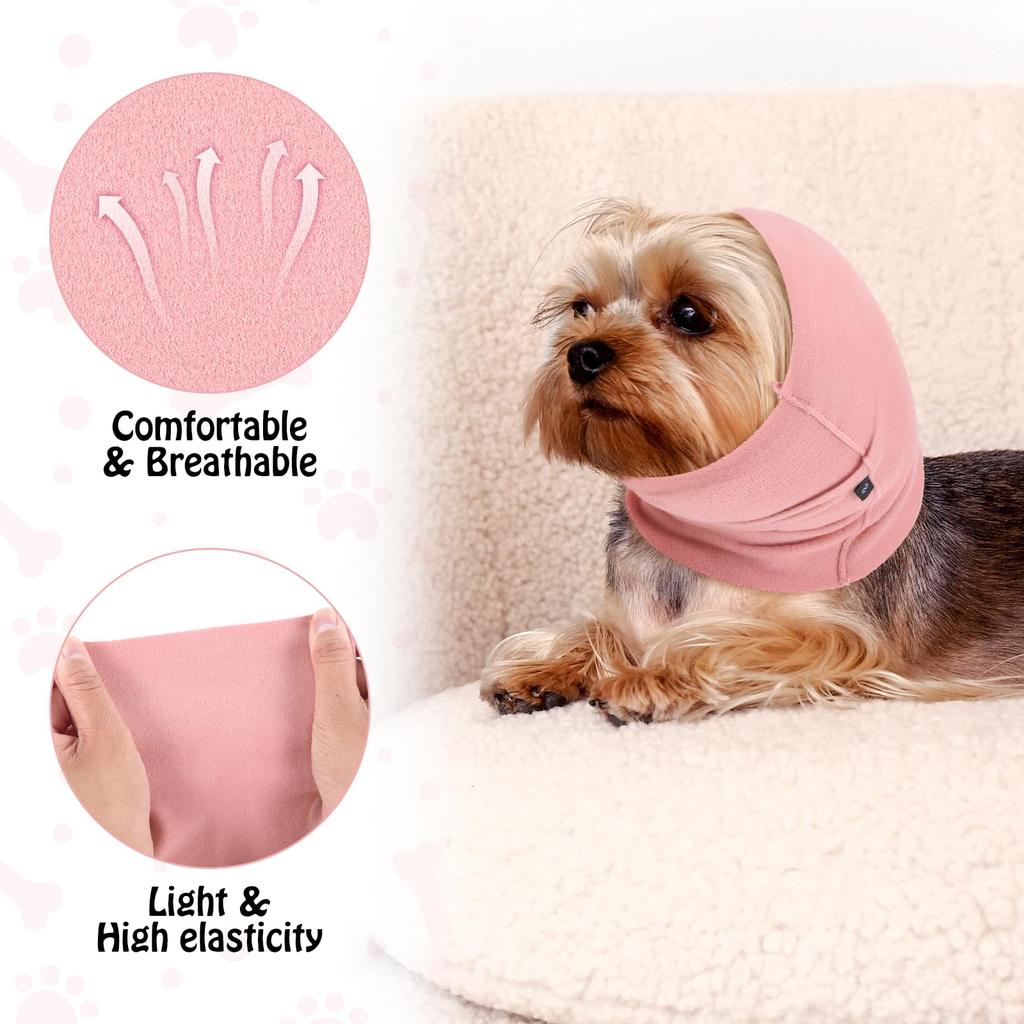 Happy Hoodie Calming Band for Dogs, Cats - Pink Cotton Pet Scarf with Head Circumference 25-30 cm, Anxiety Relief Wrap for Grooming, Bathing