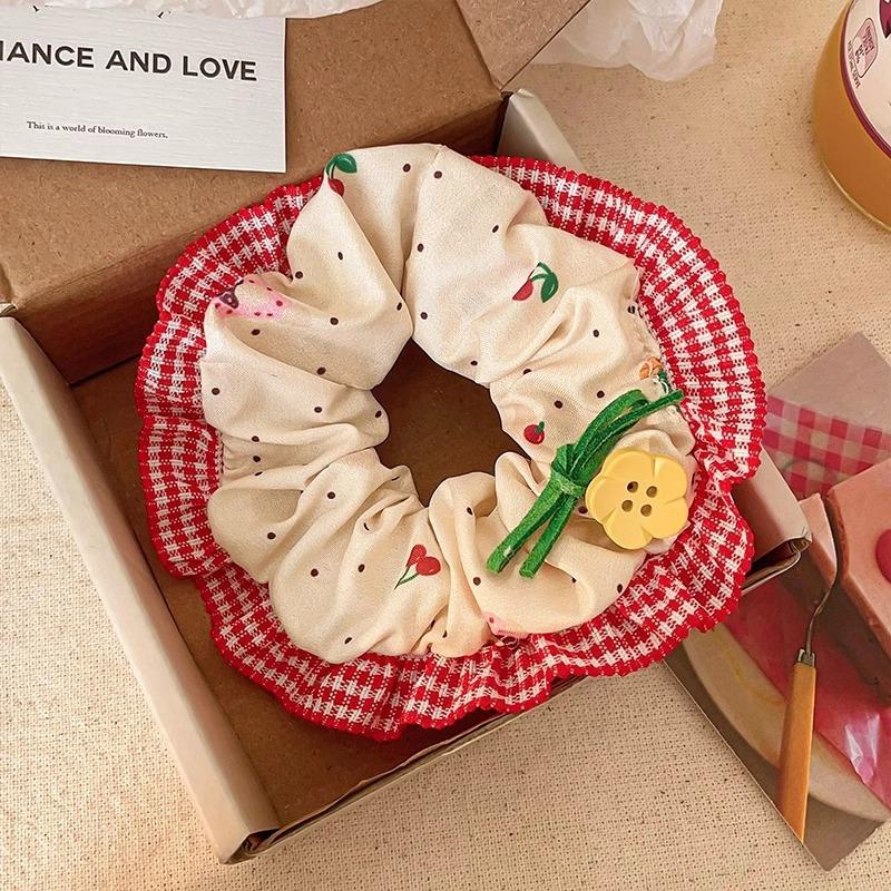 Children's sweet lace large intestine Hair ring girls New style Tie ball Hair Rope High-end Hair Accessories