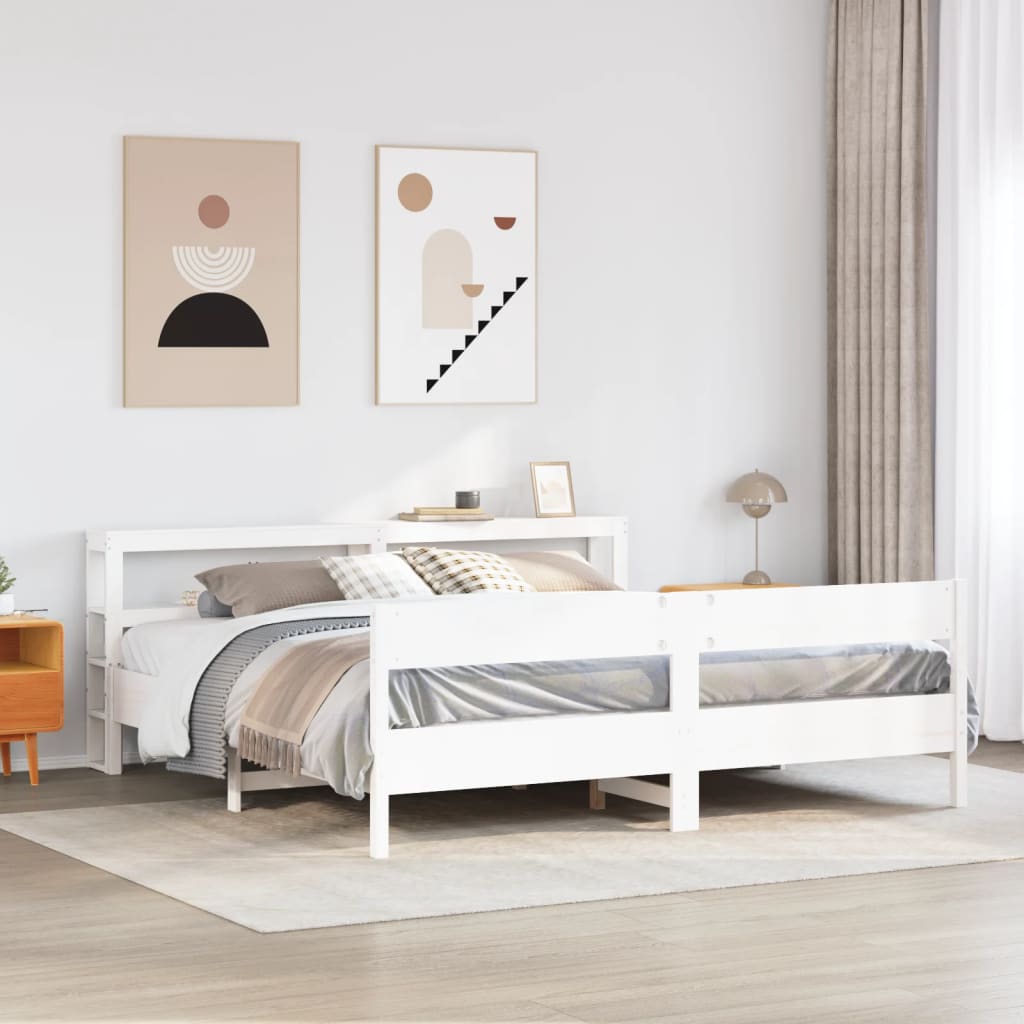 Vidaxl Łóżko Bez Materaca, Białe, 200X200 Cm, Lite Drewno Sosnowe