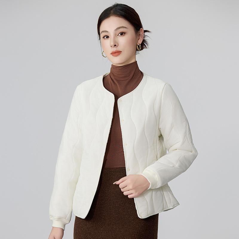 Autumn and winter new cotton clothes women's velvet thickened cotton liner slim and thin cold-proof warm collarless jacket