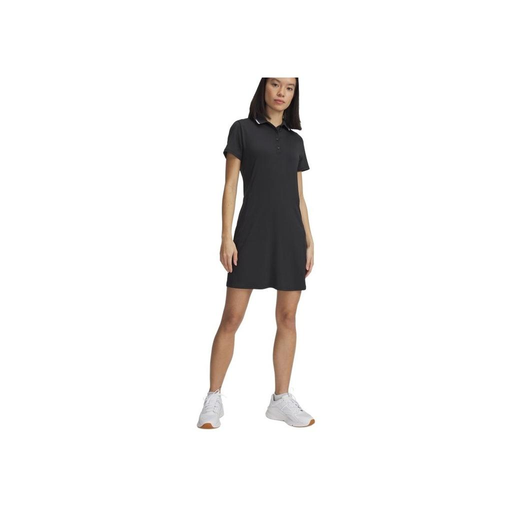 Under Armour Drive Golf Sports Series Simple Solid Color Pullover Polo Dress Women Dresses Black 1389587-001