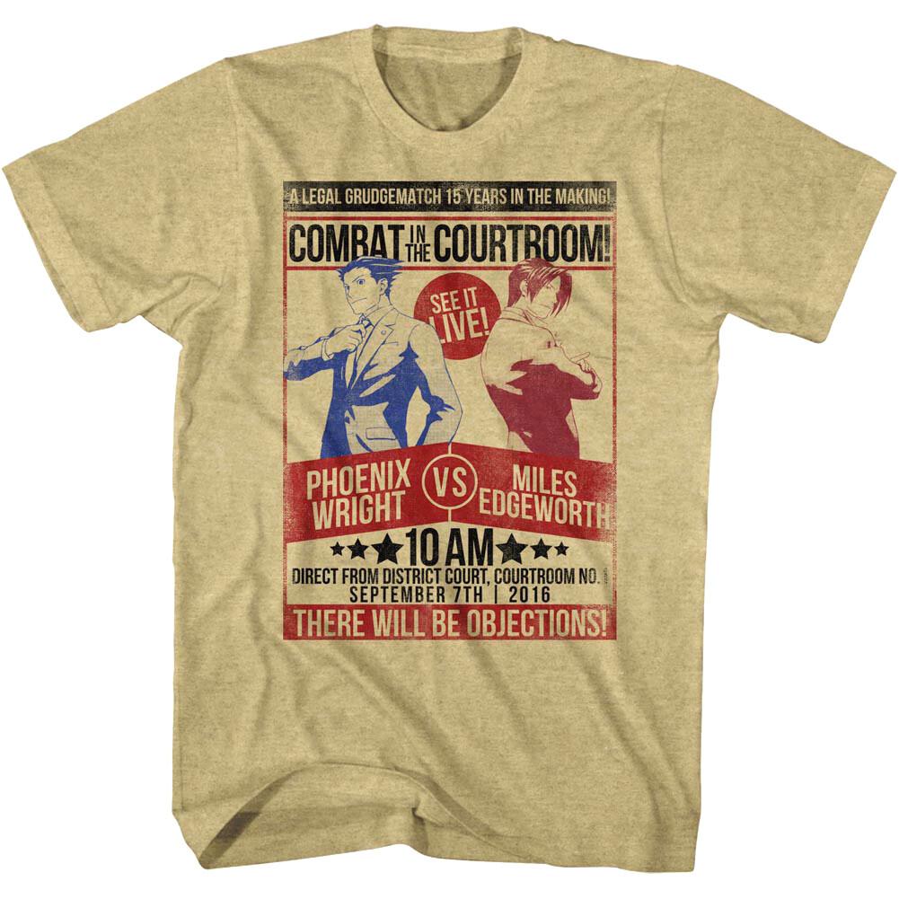 Ace Attorney Combat in the Courtroom Men T Shirt Phoenix Wright Edgeworth Game L