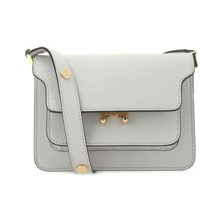 Marni Trunk Series Grainy Adjustable Shoulder Strap Crossbody Calfskin Accordion Bag Women Bags Gray SBMPS01NO1LV520-ZN09N