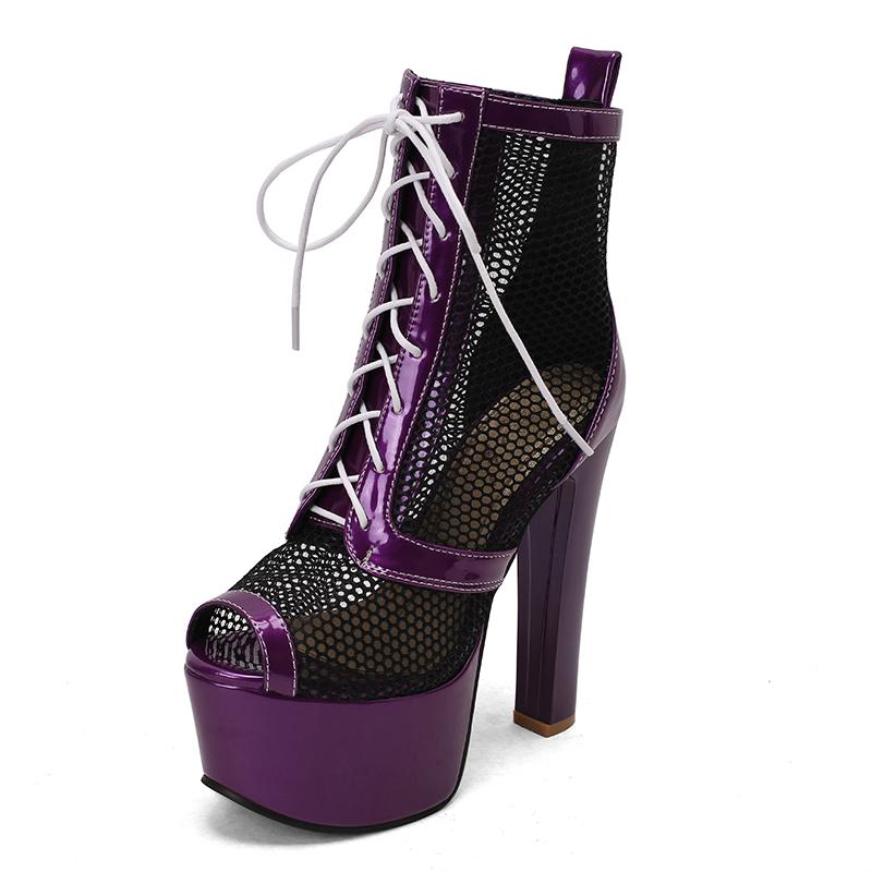 Women's high-heeled sandals sexy European and American style waterproof table thick heel large size hollow fish mouth shoes