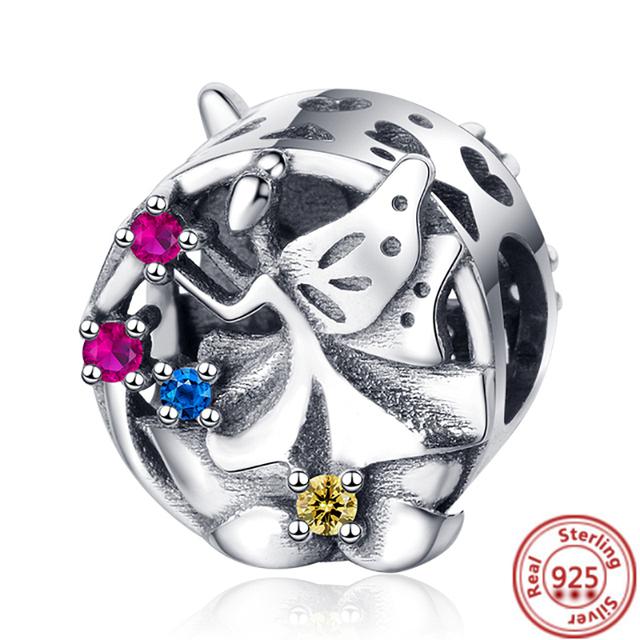 925 Silver Ihåliga Blommor Cykel Dansare Mode Berlock Pärlor Passar Berlockarmband Armband Kvinnosmycken