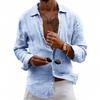 Men's Long Sleeve Cardigan Loose Casual Solid Button-Down Collar Shirt.