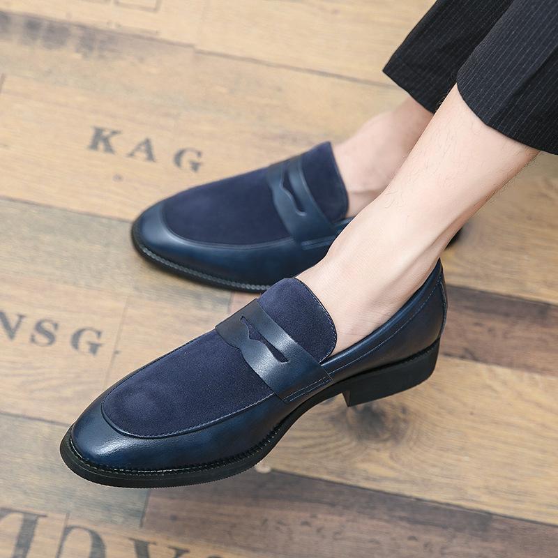 2024 Men s Spring/Summer Trendy Pointed Toe Slip-on Leather Shoes - Height Increasing, Patchwork, Korean Style 43