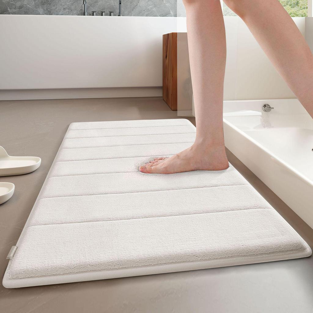 Enhanced Memory Foam Non-slip Bathroom Mat - Absorbent, Machine Washable Toilet Floor Rug