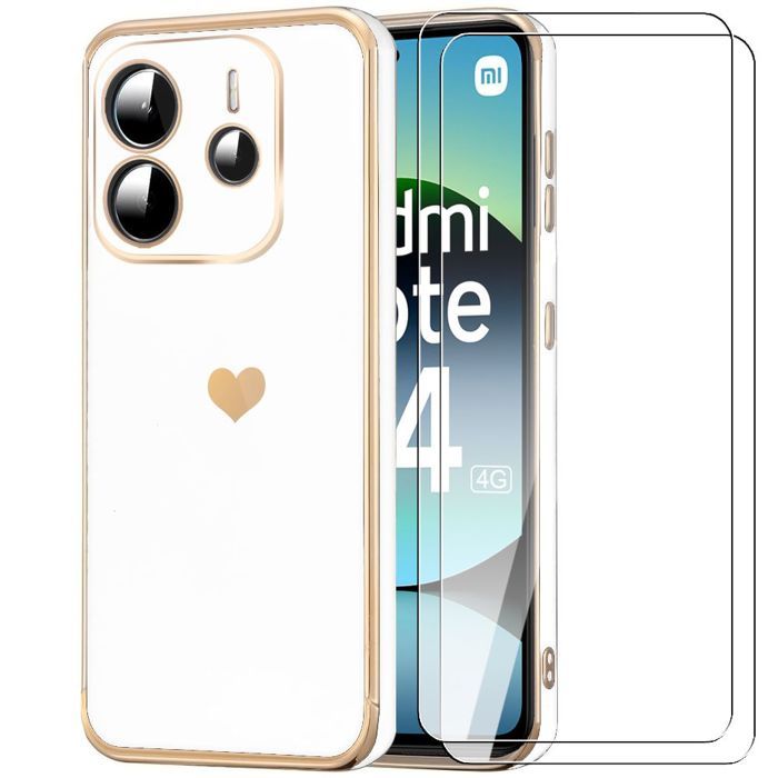 Coque de protection - E.F.Connection - pour Xiaomi Redmi Note 14 4G - Souple - Antichoc - Anti-rayures - 2 Verres Trempés