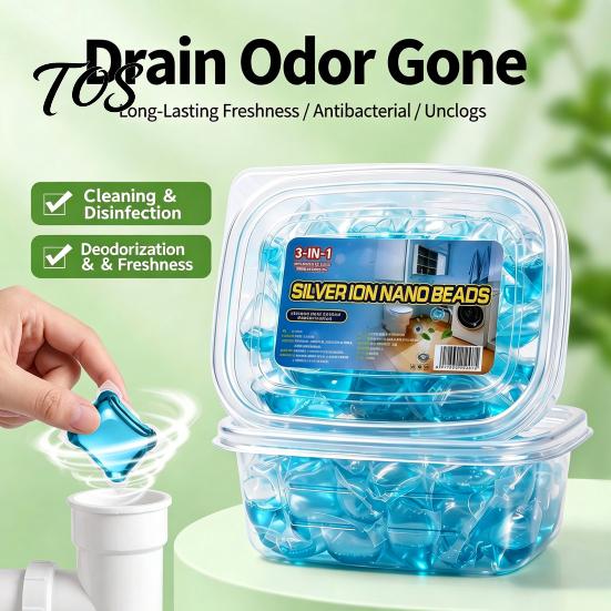 Perle Idrosolubili per Scarichi 30/50 Pezzi Perle Deodoranti, Capsule Rinfrescanti Idrosolubili, Eliminatore di Odori per Bagno Lavandino Cucina, Bagno,