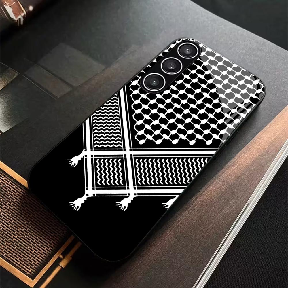 Metallic paint glass phone case for Samsung Galaxy S26 S25 S24 S23 S22 S21 Ultra Plus FE 5G White striped 2D UV printing