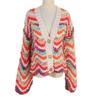 European-American Trendy Rainbow V-Neck Cable Knit Cardigan Sweater - Autumn & Winter Loose Fit for Women.