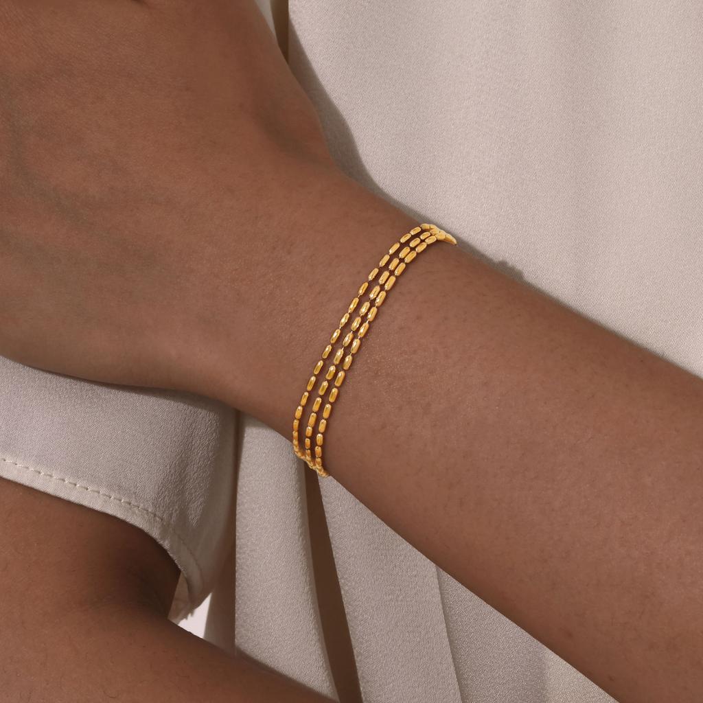 Layered Stacking Bracelet Bracelets for Women,Stainless Steel Hammer Olive Bead Snake Chain Bracelets,Fashion Jewelry Gift
