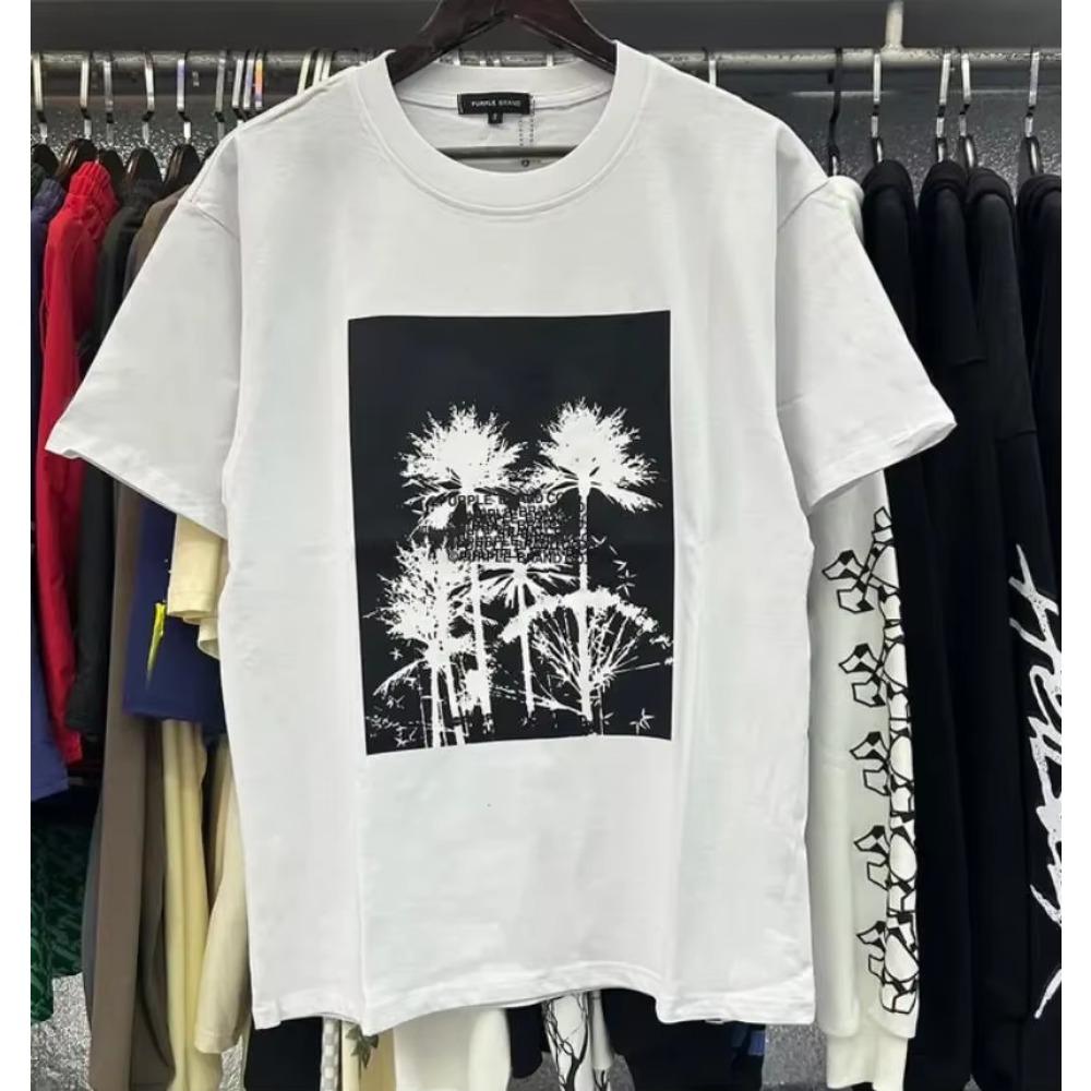 Purple Brand T Shirt Men Women Inset Crewneck Collar Regular Fit Cotton Print Tops US S-XL More Color