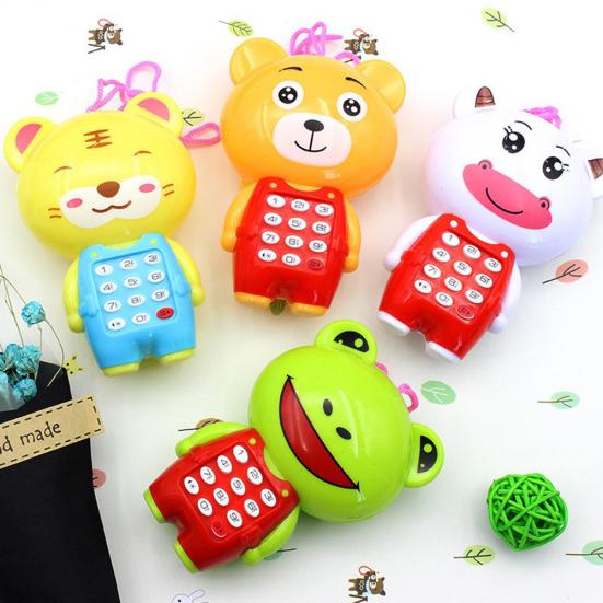 Cartoon Frog Animal LED Music Mobile Phone with Lanyard Educational Kids Toy