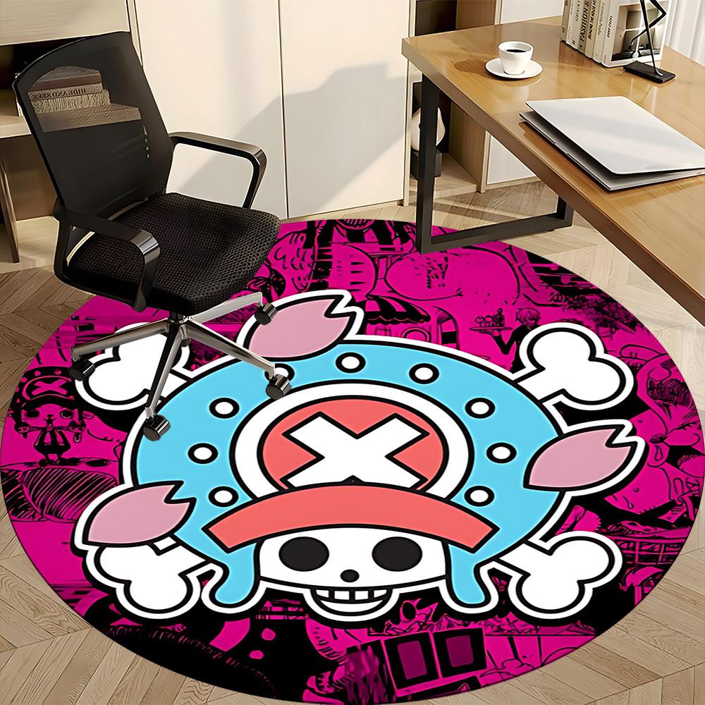1pc One Piece Pirate Flag Skull Office Round Area Rug, Under Office Chairs Bedroom Living Room Home Decor  A1022132