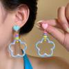 Summer Peach Heart: Colorful Flower Earrings for Women - Dopamine Vacation Style, Exaggerated Niche Design Studs