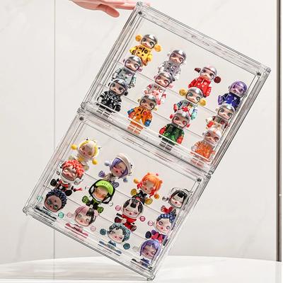 1/2/3/4PCS Acrylic Clear Display Storage Box for Fingures Foldable Display Case for Figurines Dolls Action Figure Organizer Box