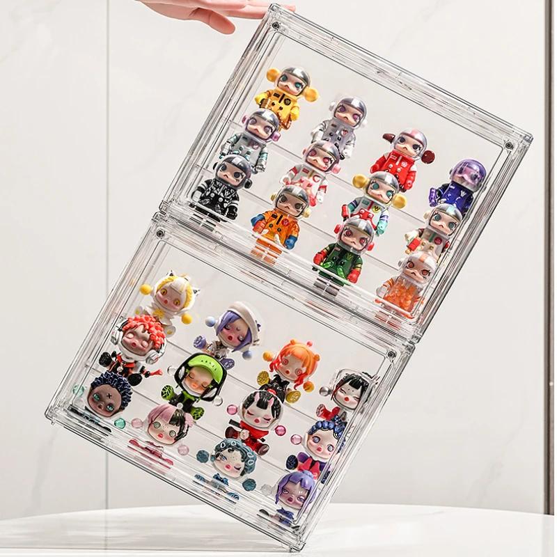 1pc 3-Layer Acrylic Clear Display Storage Box for Fingures Foldable Display Case for Figurines Dolls Action Figure Organizer box