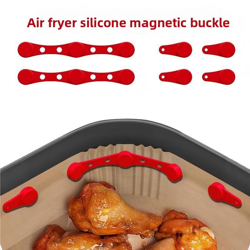 Food-Grade Heat-Resistant Magnetic Silicone Clips for Air Fryer Paper Liner Fixing, Reusable Kitchen Accessory, Multi-Color Pack
