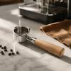 304 Stainless Steel and Wood Bottomless Espresso Portafilter for DeLonghi Espresso Brewing