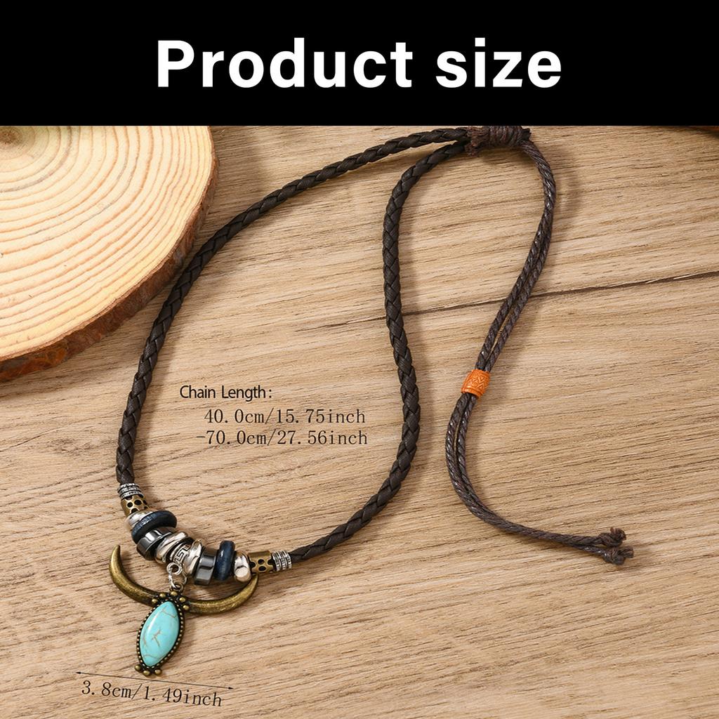 Natural Pendant Necklace Comfortable PU Leather Design For Sensitive Skin And