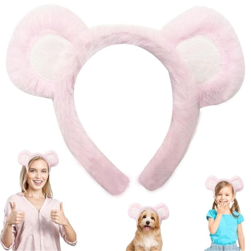 4Pcs Hair Hoops Set with Bear Themes Costume Headband Nose for Themed Performances Photography and Role Play Event