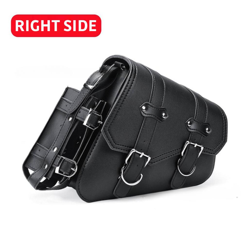 

1Pcs Vintage Brown Motorcycle Side SaddleBag Luggage And Bottle Holder PU Leather Universal For Most Motorcar Right Or Left