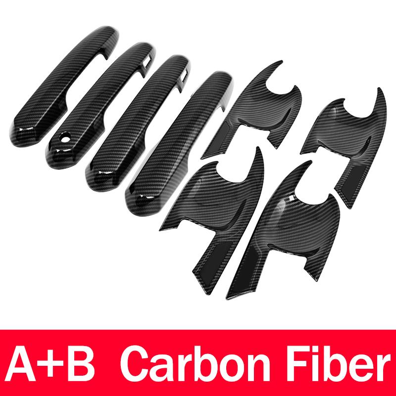 Car Styling ABS Carbon Fiber Trim Door Handles Bowl Cover Protection Sticker For Toyota Highlander XU70   2022